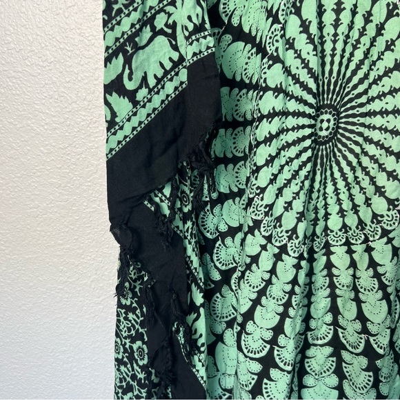 Mint & Black Mandala Kimono Vest | Boho Chic Layer | Festival Style - Picture 8 of 9